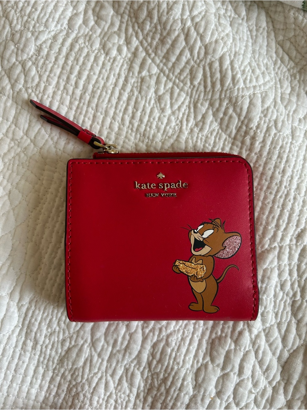 kate spade red Tom & Jerry zip-around wallet
